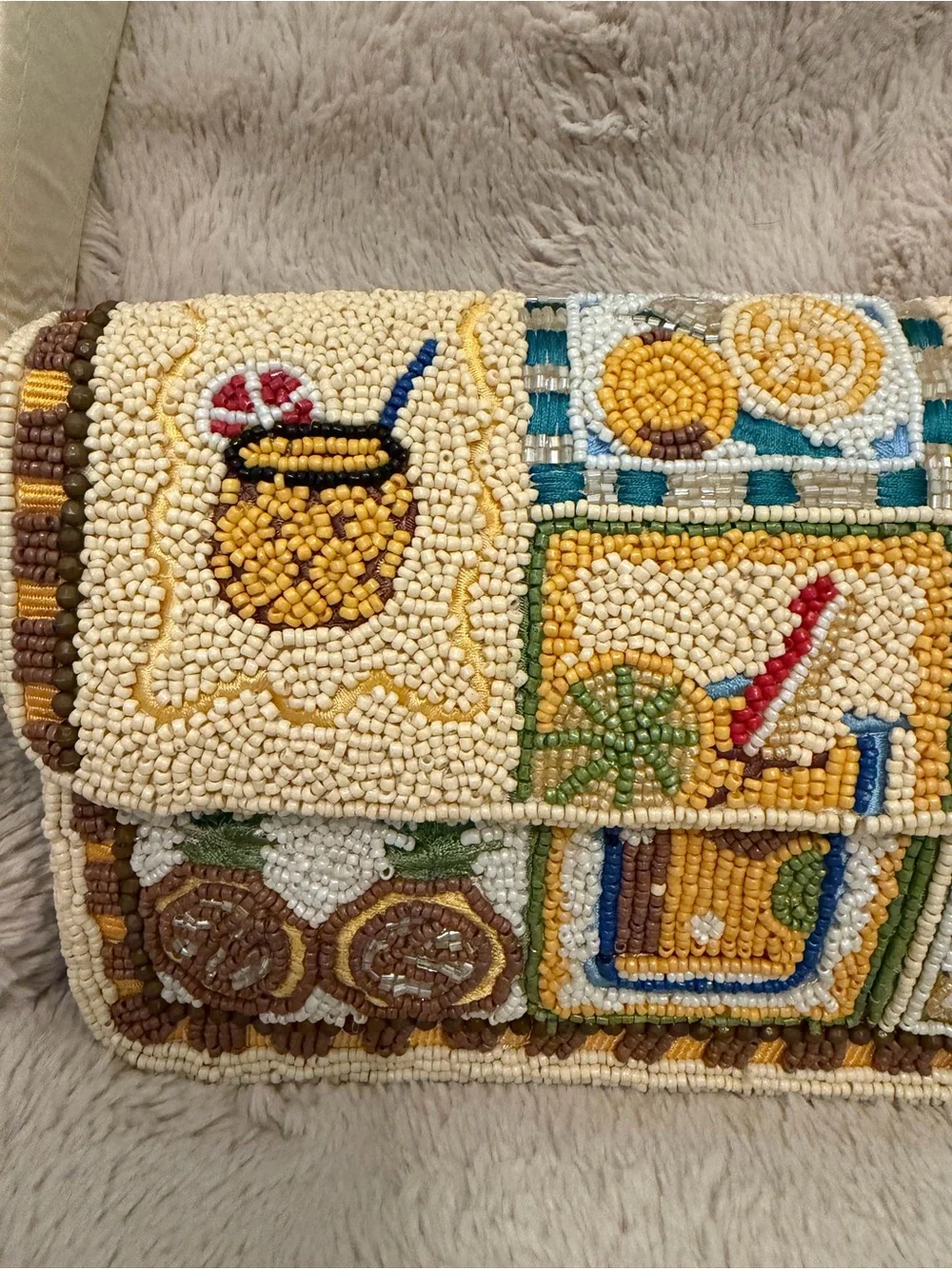 Viral TJ Maxx Beaded Bag - Tropical Cocktail Theme With Beaded Cocktail Charm